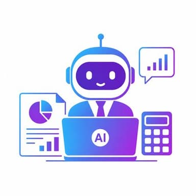 AI accountant assistant surrounded by charts and a calculator